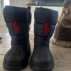 Ralph Lauren Plaid winter Boots with Red Polo Logo toddler SZ 6 NEW